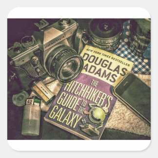 Camera Book Cell Phone Postcrossing Square Sticker