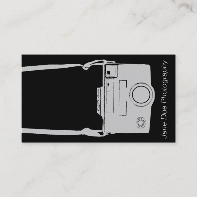 Camera Business Vintage Grey & Black Film Business Card (Front)