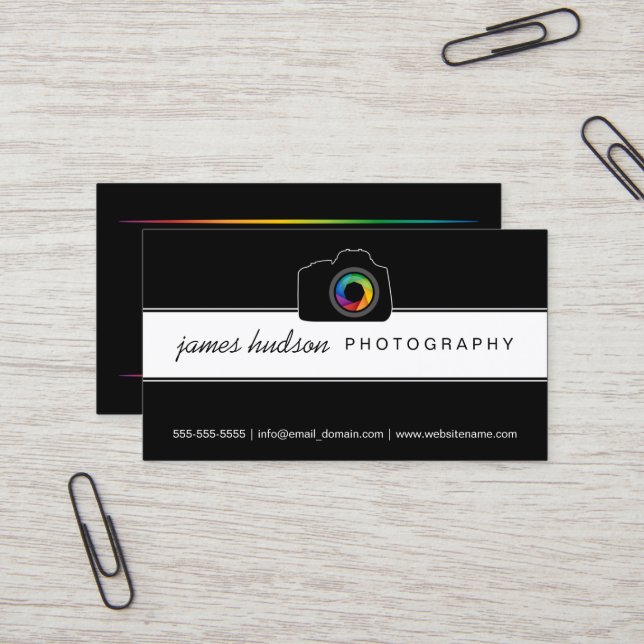 Camera Colourful Shutter Photography Business Card (Front/Back In Situ)