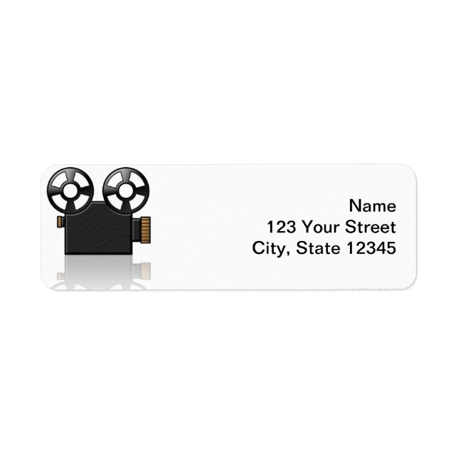 Caméra de cinéma en noir et or sur blanc (Devant)