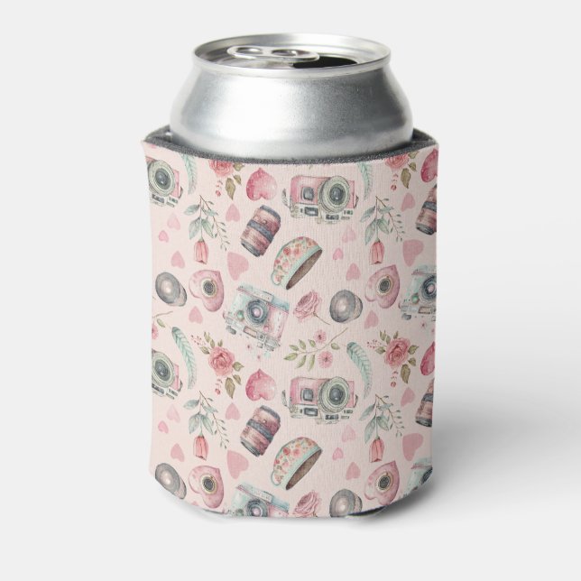 Camera Floral Can Cooler (Can Back)