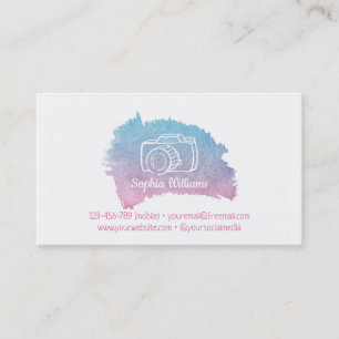Camera Galaxy Watercolor Female Photographer Business Card