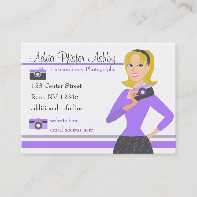 Camera Girl-Purple Business Card (Front)