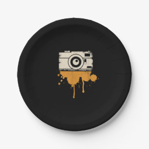 Camera I Photography I Retro Journalist Paper Plate