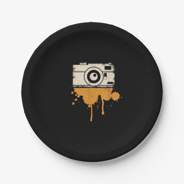 Camera I Photography I Retro Journalist Paper Plate (Front)