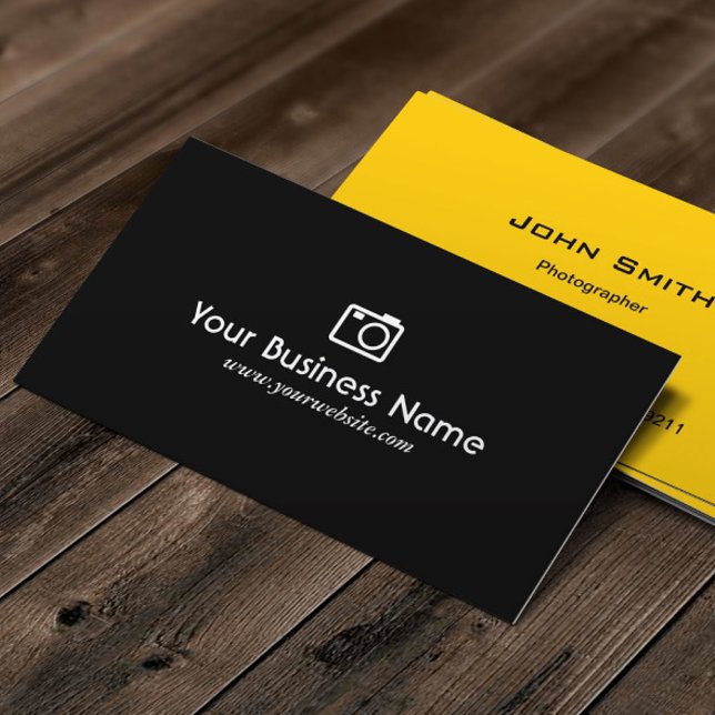Camera Icon Plain Black Photographer Business Card (Creator Uploaded)
