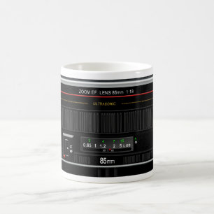 CAMERA LENS MUG - 85mm - PERSONALIZE NAME
