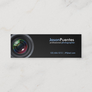 Camera Lens on Faux Carbon Fibre Mini Business Card