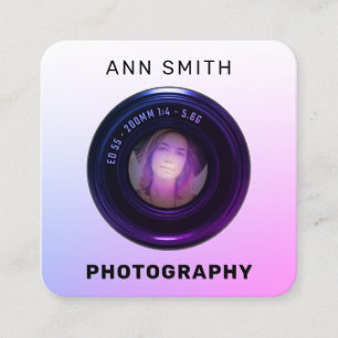 Camera lens photo frame square business card