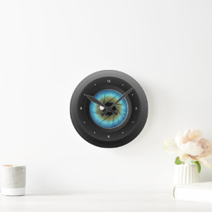 Camera Lens with Blue Eye Medium Round Wall Clock