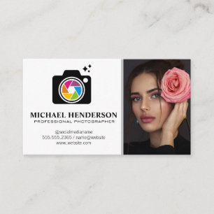 Camera Logo   Model Holding Rose Business Card
