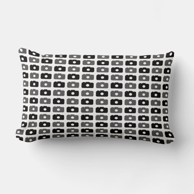 Camera Love (Black and Grey) Lumbar Pillow (Front)