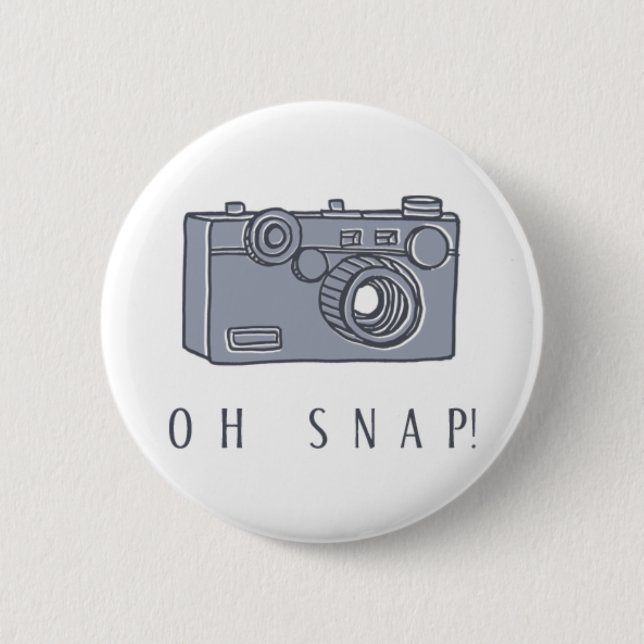 Camera - Oh Snap! | Choose Your Background Colour 2 Inch Round Button (Front)