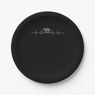 Camera Photography Heartbeat  Photographers Paper Plate
