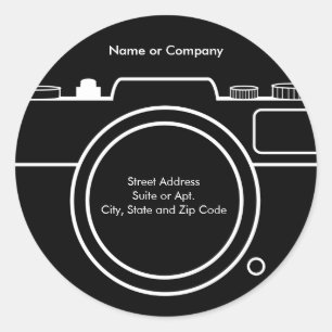 Camera Return Address Label - Black & White