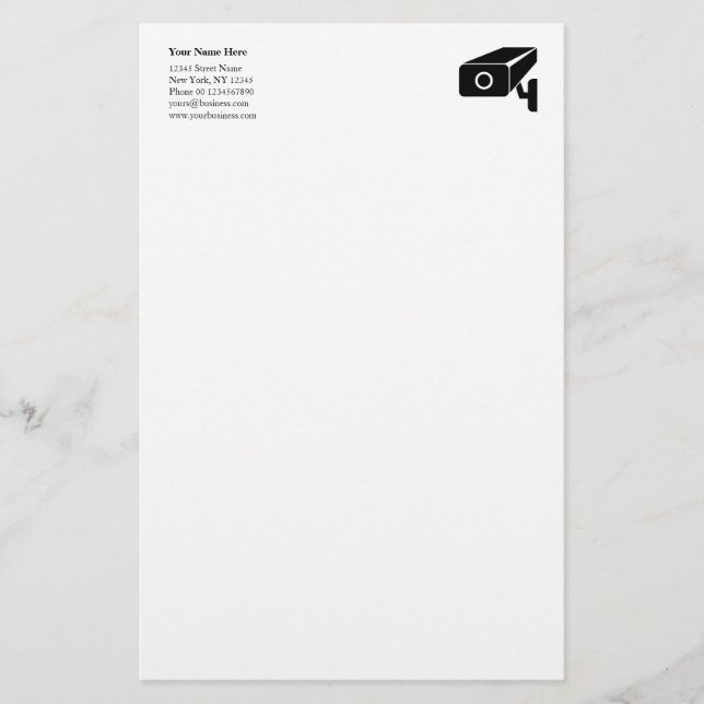 Camera security video surveillance company logo stationery (Front)