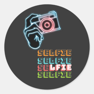 Camera Selfie    Classic Round Sticker