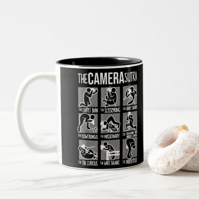 Camera sutra Two-Tone coffee mug (With Donut)