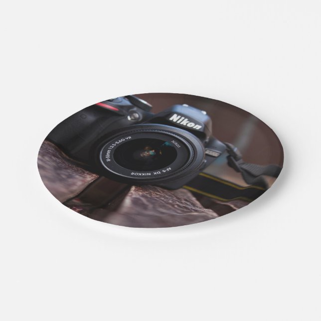 Camera Themed, A Picture Of A Camera Kept On Top O Paper Plate (Angled)