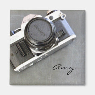 Caméra vintage sur le aimant Carré de tableau noir