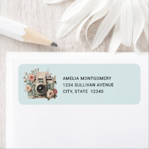 Camera with Flowers Retro Pastel Image - Address