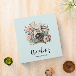 Camera with Flowers Retro Pastel Image Photography Binder