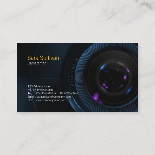 Cameraman Business Card Camera Lens (Front)