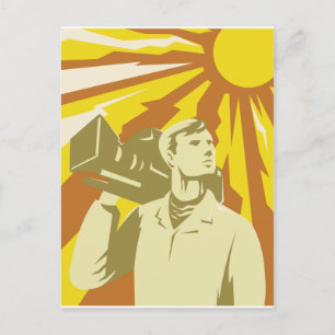 Cameraman Film Crew With Video Camera Postcard
