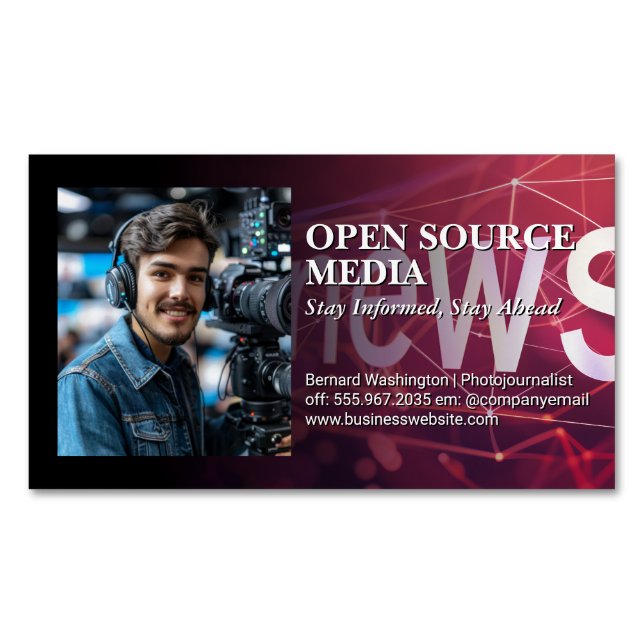 Cameraman on Studio Set Magnetic Business Card (Front)