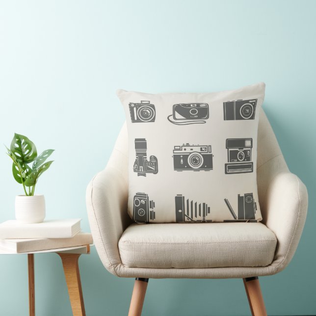 Cameras Vintage Photography Throw Pillow (Chair)