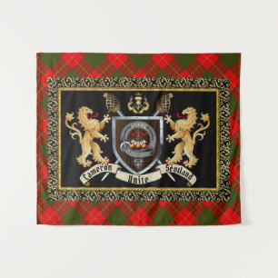 Cameron Clan Badge & Motto w/Lions  Tapestry