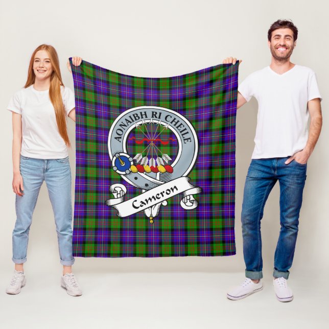 Cameron Clan Badge Tartan Plaid Fleece Blanket (In Situ)