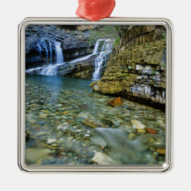 Cameron Falls in Waterton Lakes National Park in Metal Ornament (Front)
