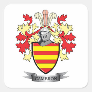 Cameron Family Crest Coat of Arms Square Sticker