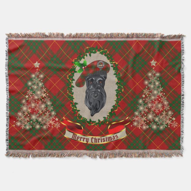 Cameron Scottie Dog Christmas Throw Blanket (Front)