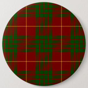 Cameron tartan red green plaid 6 inch round button