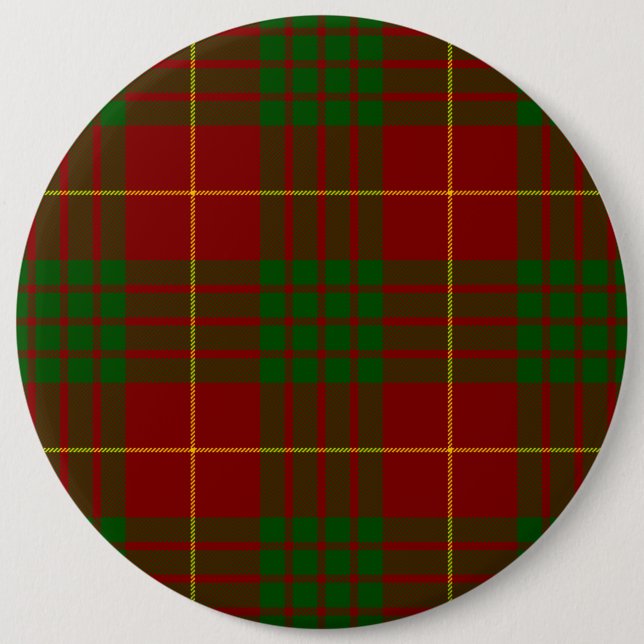 Cameron tartan red green plaid 6 inch round button (Front)