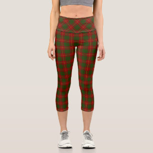 Cameron tartan red green plaid capri leggings