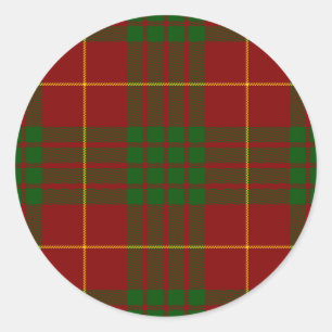 Cameron tartan red green plaid classic round sticker