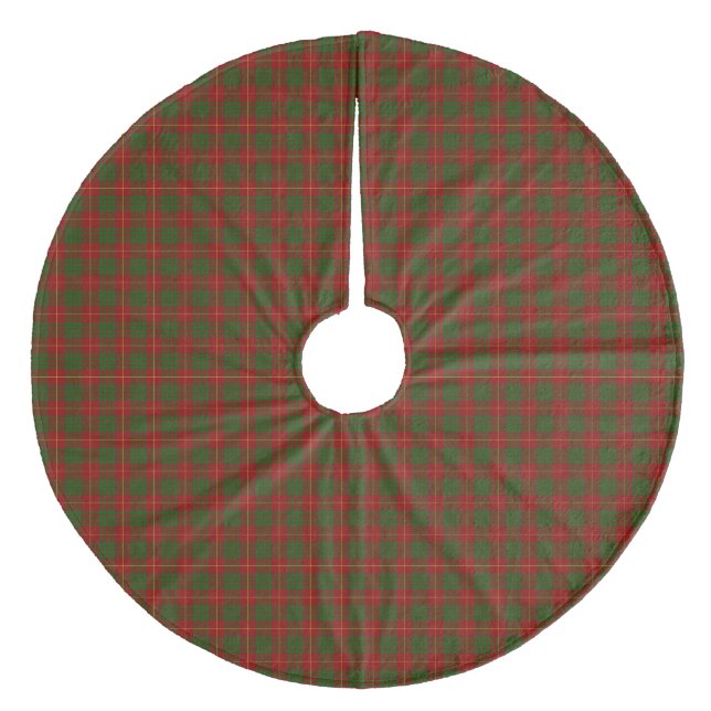 Cameron tartan red green plaid fleece tree skirt (Front)