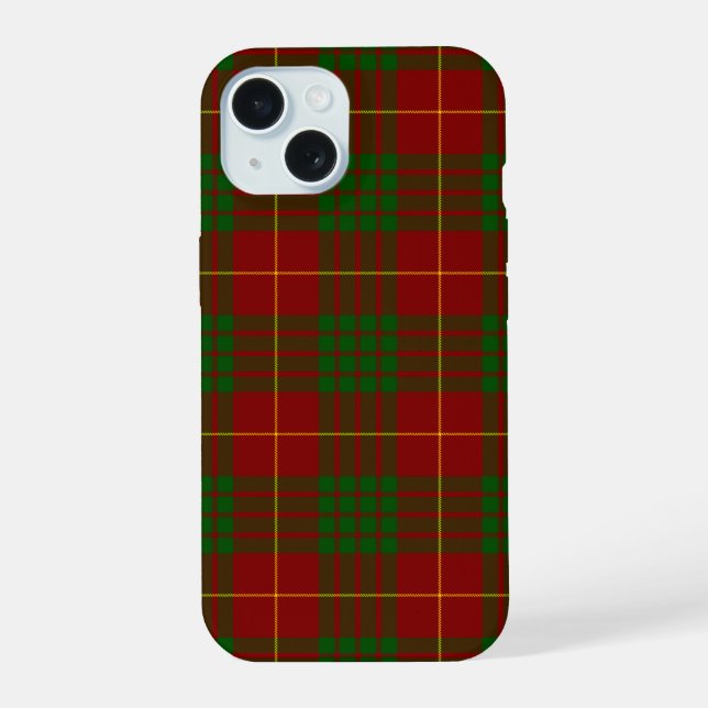 Cameron tartan red green plaid iPhone 15 case (Back)