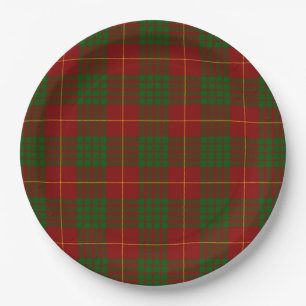 Cameron tartan red green plaid paper plate