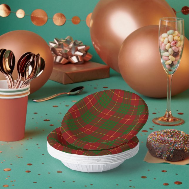 Cameron tartan red green plaid paper plate (Multi)