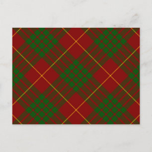 Cameron tartan red green plaid postcard