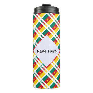 Cameroon and Cameroonian Flag Tiled Personalized Thermal Tumbler