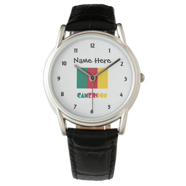 Cameroon and Cameroonian Flag with Your Name Watch (Front)