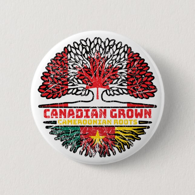 Cameroon Cameroonian Canadian Canada Tree Roots 2 Inch Round Button (Front)