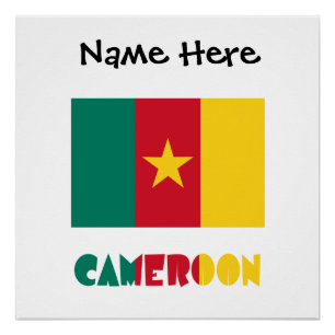 Cameroon Cameroonian Flag Black Personalization Poster