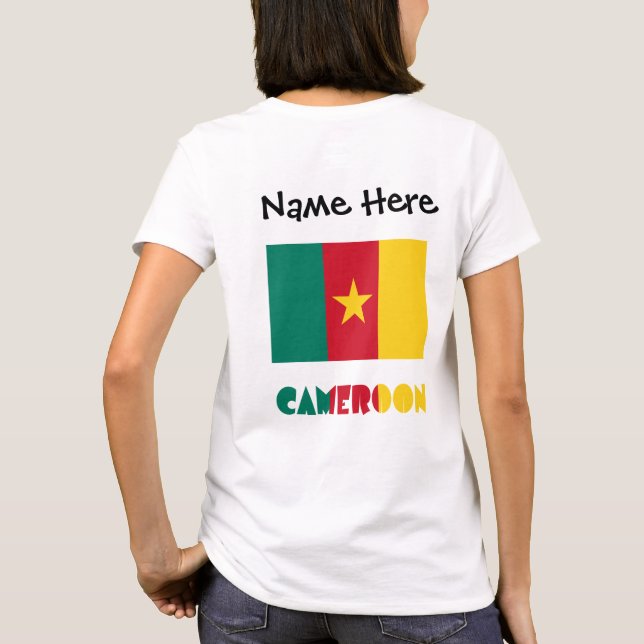 Cameroon Cameroonian Flag Black Personalization  T-Shirt (Back)