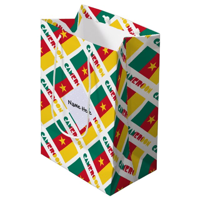 Cameroon Cameroonian Flag Tiled Personalized  Medium Gift Bag (Front Angled)